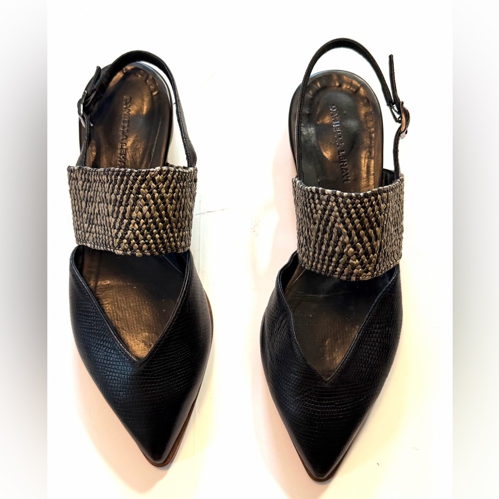 Chic Black and Brown Slingback Heels